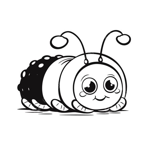 Black And White Cartoon Caterpillar Coloring Page Outline Sketch Drawing Vector, Colorful ...