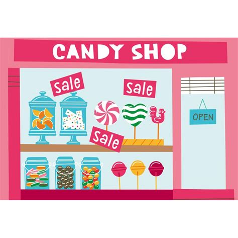 Buy DORCEV Polyester 6x4ft Cartoon Candy Shop Backdrop Cartoon Pink Candy Shop for Kids Birthday ...