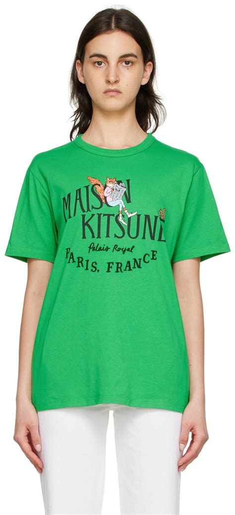 Maison Kitsuné: Green Olympia Le-Tan Edition Palais Royal News T-Shirt | SSENSE