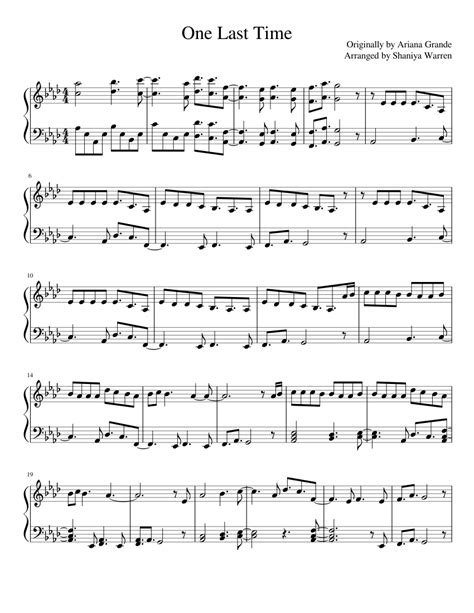 One Last Time sheet music for Piano download free in PDF or MIDI