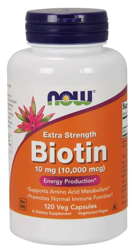 NOW Foods Biotin 10 mg (10,000mcg), Extra Strength 120 Veg Capsules - GoldenTrainer Performance ...