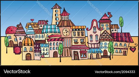 Cartoon drawing town Royalty Free Vector Image