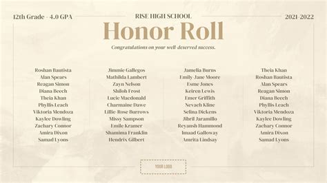 Honor Roll - Digital Signage Template