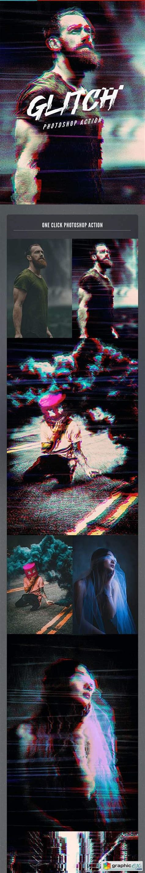 VHS Glitch Photoshop Action » Free Download Vector Stock Image Photoshop Icon