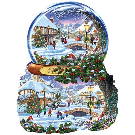 Winter Village Snow Globe 1000 Piece Shaped Jigsaw Puzzle | Spilsbury