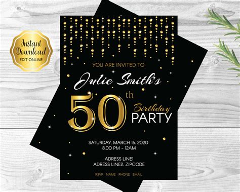 50th Birthday Party Invitation Classic Design – Funtastic Idea