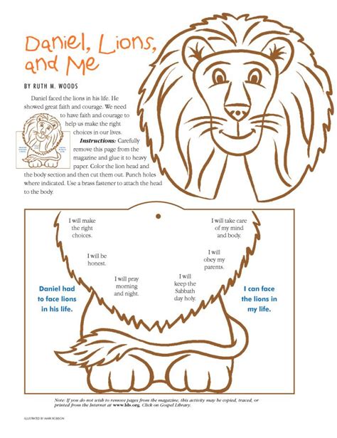 Daniel And The Lions Den Printable Craft