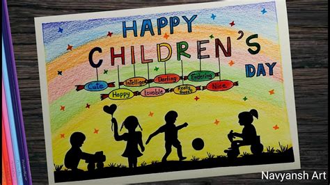 Children's Day drawing step by step l Happy children's day poster making ideas - YouTube