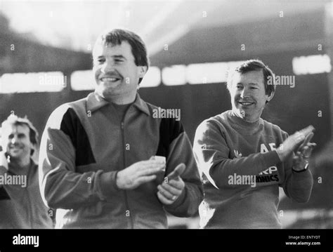 Manchester United manager Alex Ferguson with assistant Archie Knox. January 1988 Stock Photo - Alamy
