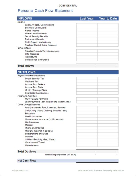 Personal Financial Statement for Excel