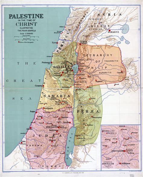 Grande detallado antiguo mapa de Palestina en la época de Cristo - 1916 | Palestina | Asia ...