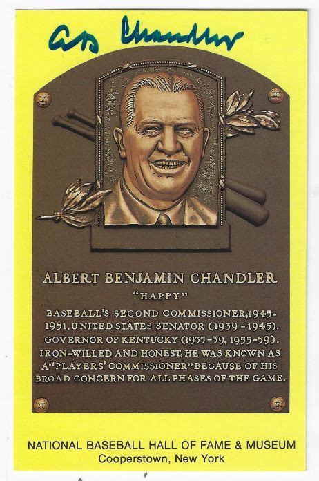 Autographed Albert Chandler Hall of Fame Gold Plaque - Main Line Autographs