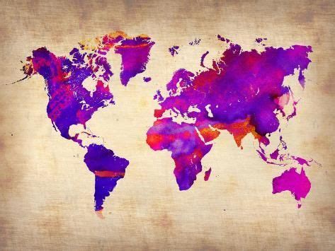 'World Watercolor Map 5' Art Print - NaxArt | Art.com | Watercolor map, Map wall art, Art prints