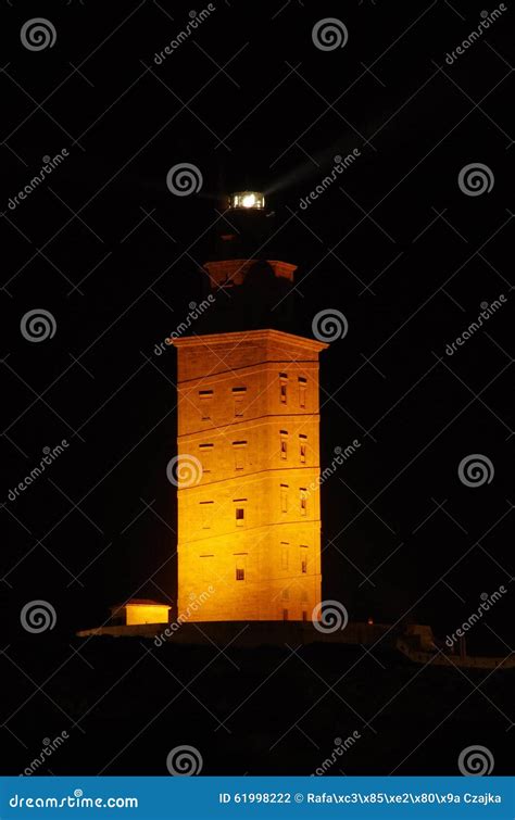 Tower of Hercules at Night. Stock Photo - Image of historical, tower ...