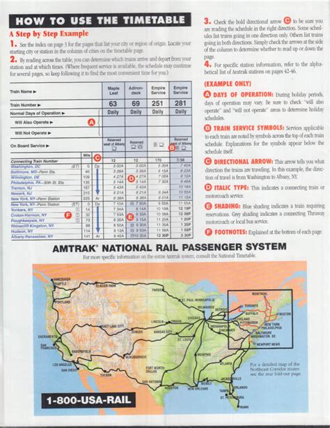 Amtrak Northeast Timetable Spring-Summer 1999