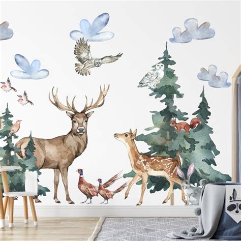 Forest Wall Decals Nursery Decal Woodland Wall Decals - Etsy