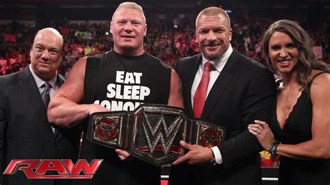 Brock Lesnar receives the new WWE World Heavyweight Championship: Raw, Aug. 18, 2014 - YouTube