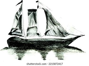 Ship Black White Sketch Stock Vector (Royalty Free) 2215872417 | Shutterstock