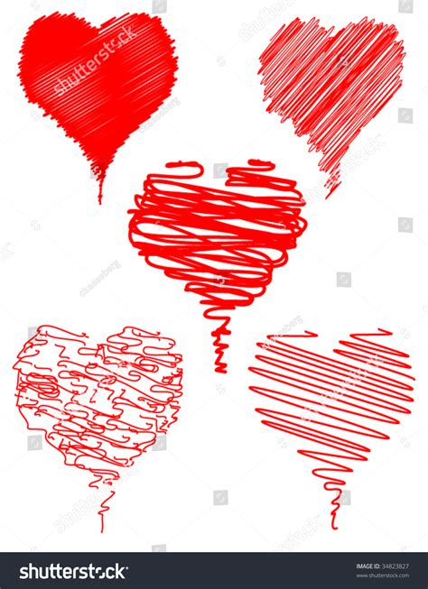 Hearts Scribble Stock Vector Illustration 34823827 : Shutterstock