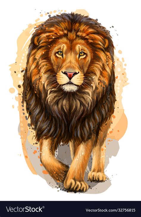 Lion artistic color realistic portrait Royalty Free Vector