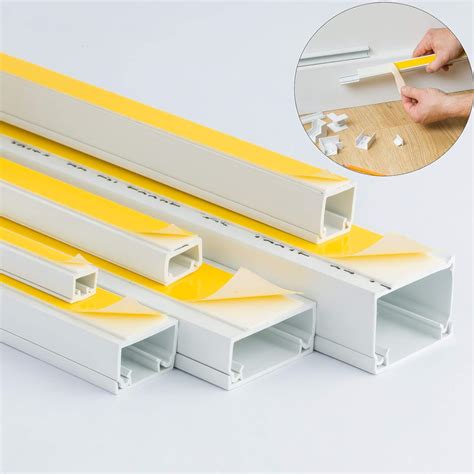 White Self Adhesive PVC Trunking Cable & Wire Tidy Plastic Electrical ...