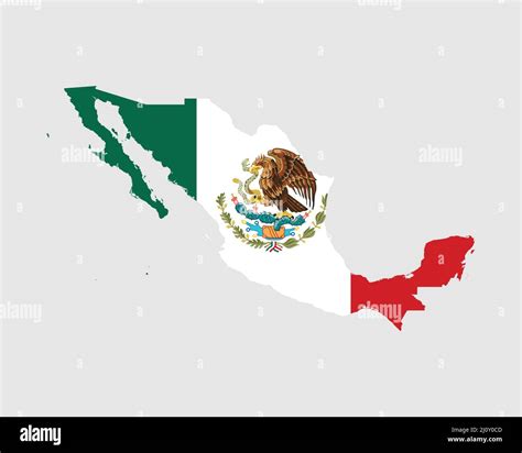 Mexico Map Flag. Map of the United Mexican States with the Mexican ...