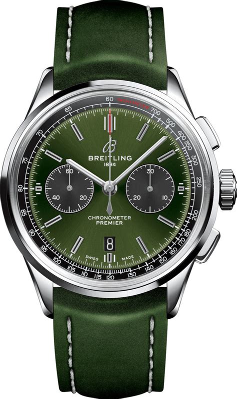 Breitling Watch Premier B01 Chronograph 42 Bentley British Racing Green Leather Folding ...