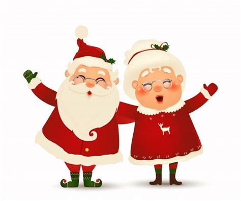 Premium Vector | Mrs. claus together. cartoon character of happy santa ...