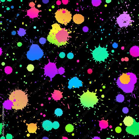 seamless illustration of bright drops of paints on a black background Stock Vector | Adobe Stock