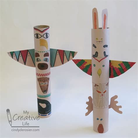 Cardboard Tube Totem Pole Craft | Totem pole craft, Family crafts, Crafts