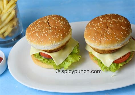 chicken burger recipe - a simple homemade burger for kids - SpicyPunch