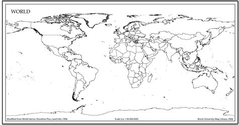 A4 Size World Outline Map With Names