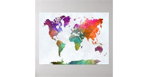 World Map In Watercolor Poster | Zazzle