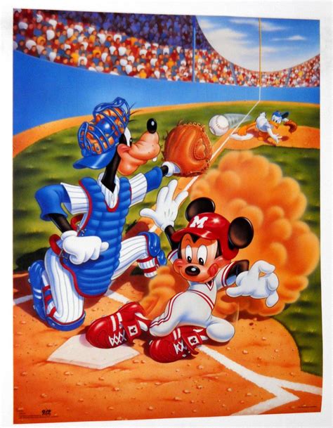 Mickey Mouse & Friends Baseball Poster Disney Donald Duck Goofy Disney ...