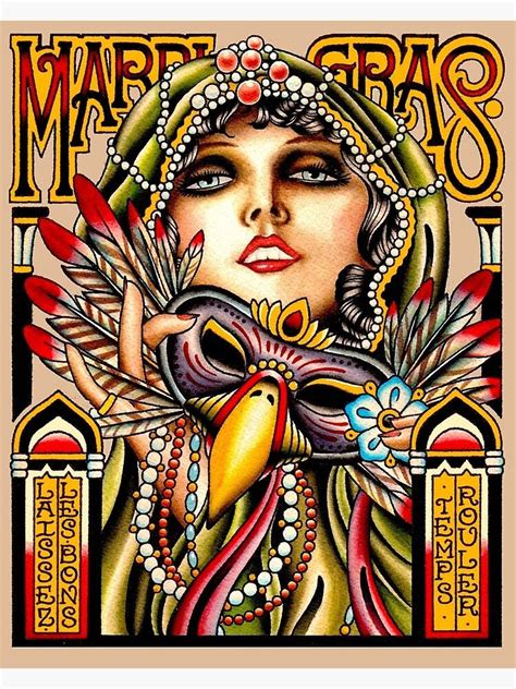 "MARDI GRAS; Vintage New Orleans Art Deco Print" Poster by posterbobs | Redbubble Mardi Gras ...