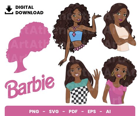 06 Clipart – Barbie Afro – Eclipartco 213 | Barbie, Custom barbie, Barbie cartoon