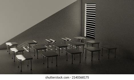 Liminal Space Classroom 3d Render Illustration Stock Illustration ...