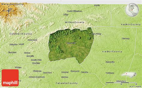 Satellite 3D Map of Alexander County, physical outside