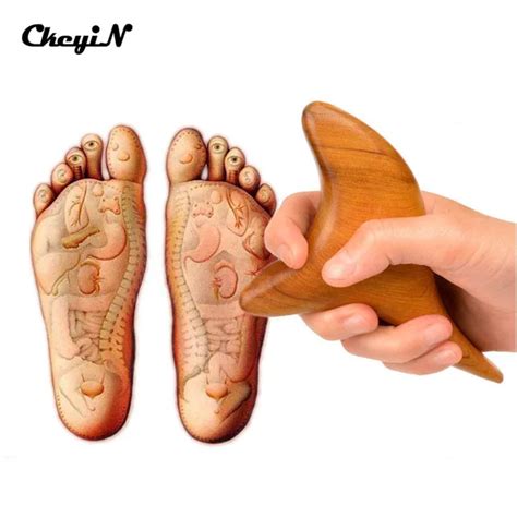 CkeyiN New Wooden Triangle Foot Body Massage Tool Acupressure Stick Health Foot Care Tool ...