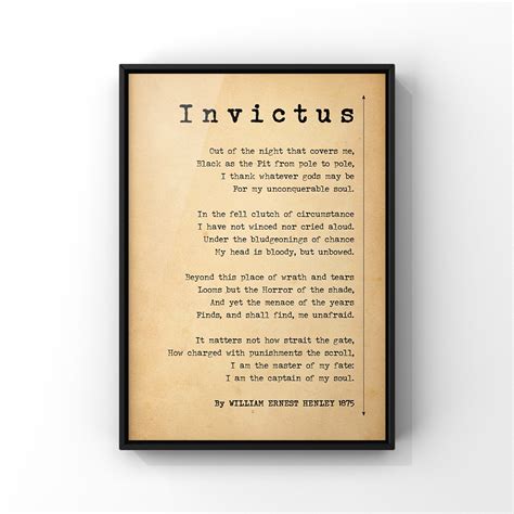 Invictus Invictus Poem by William Ernest Henley Poster Print - Etsy Australia