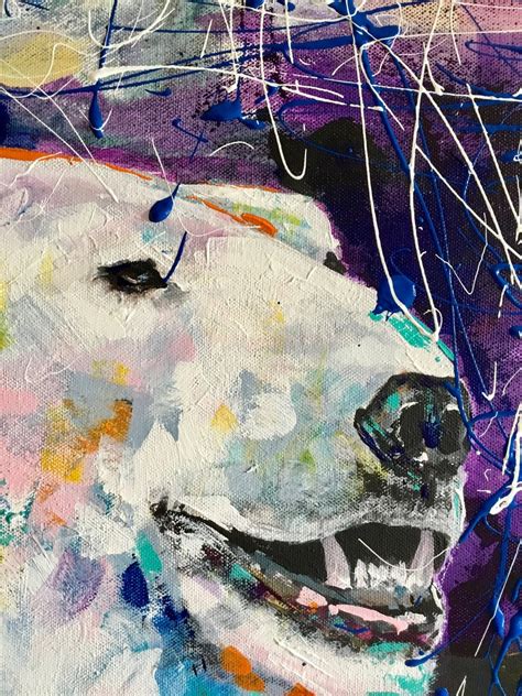 Polar bear acrylic painting large Colorful art work For animal | Etsy