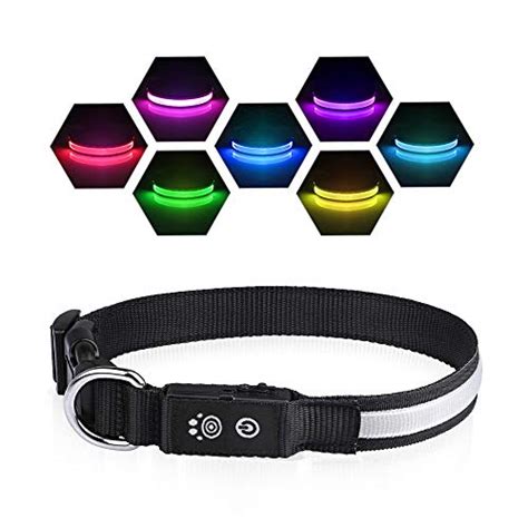 LED Dog Collar - 100% Waterproof Light Up Safety Pet Collar - Rechargeable Flashing Light Collar ...