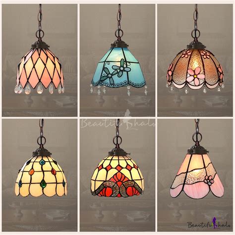 Tiffany Style Cone/Dome Pendant Lamp Glass 1 Light Stained Glass Hanging Light for Dining Room ...