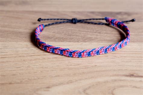 Bisexual Pride Square Knot Bracelet or Anklet LGBTQA Jewelry - Etsy UK | Square knot bracelets ...