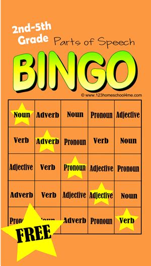 FREE Parts of Speech Bingo Game