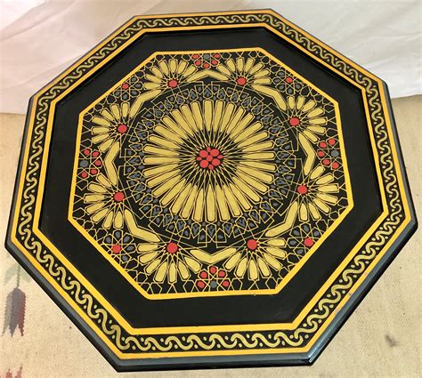 Moroccan End, Side or Lamp Tables Hand Painted in Black and Gold, a Pair For Sale at 1stDibs