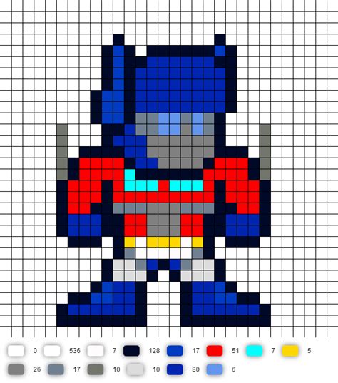 Optimus Prime (Transformers) Perler Bead Pattern | Perler patterns, Perler bead patterns, Perler ...