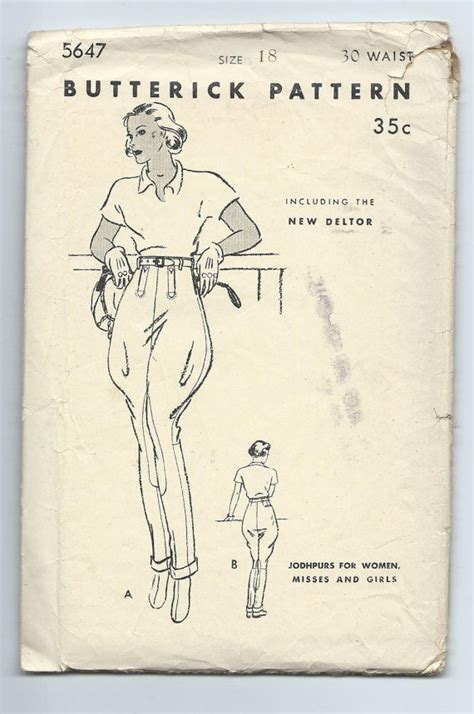 Butterick 5647 Jodhpurs for Women by djonespatterns on Etsy sld 50+ 6 ...