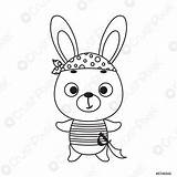 Coloring Page Cute Little Pirate Hare Book For Kids  stock sketch template
