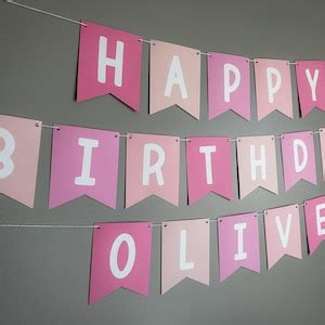 Personalized Birthday Banner Pink Birthday Banner Pink Party Banner ...